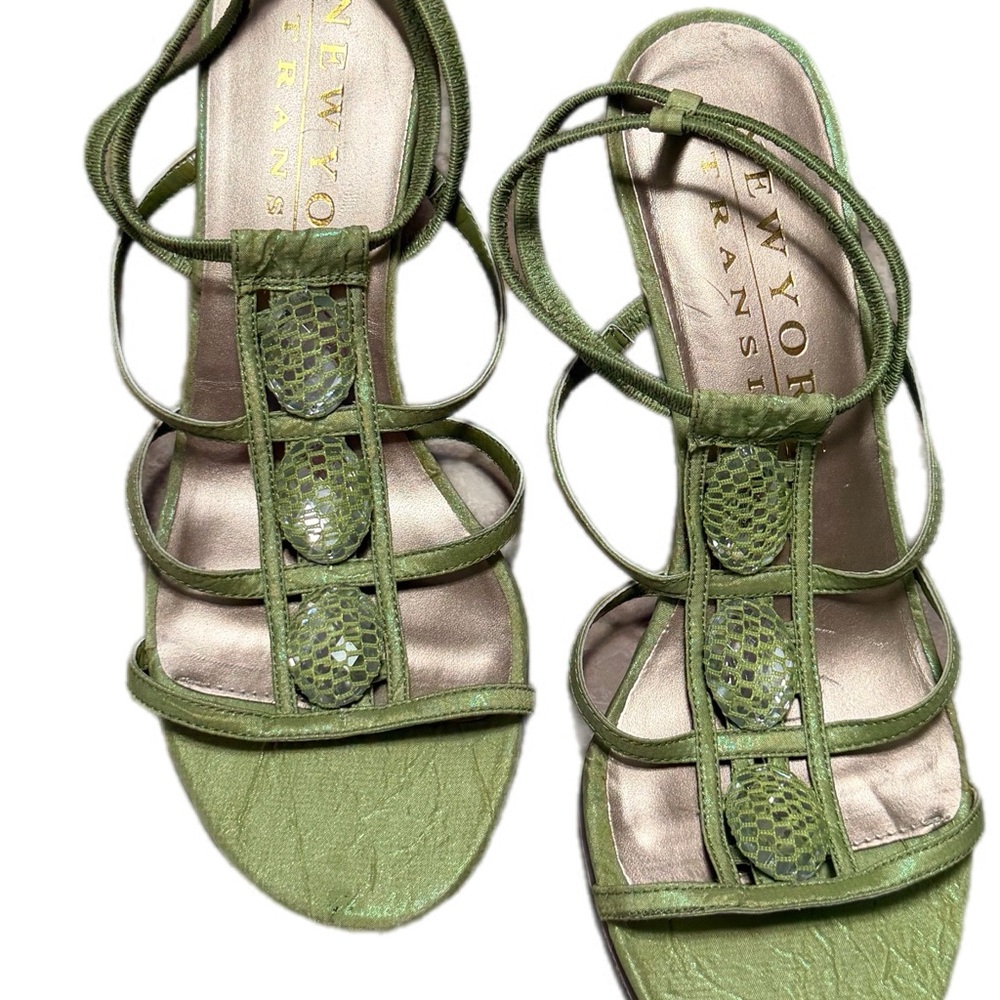 New York Transit Green Strappy Sandals